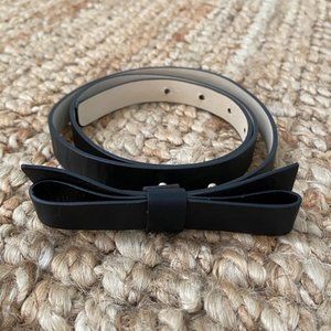 Kate Spade black leather bow belt